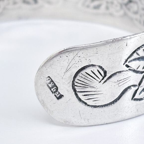 Vintage 1930s Mexico Vigueras Sterling Silver 925 Floral Cuff Bracelet 6.25" - Picture 6 of 9